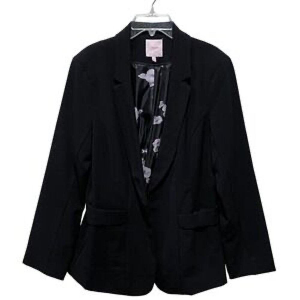 Candies Black Floral Lined Blazer - Women's Stretch